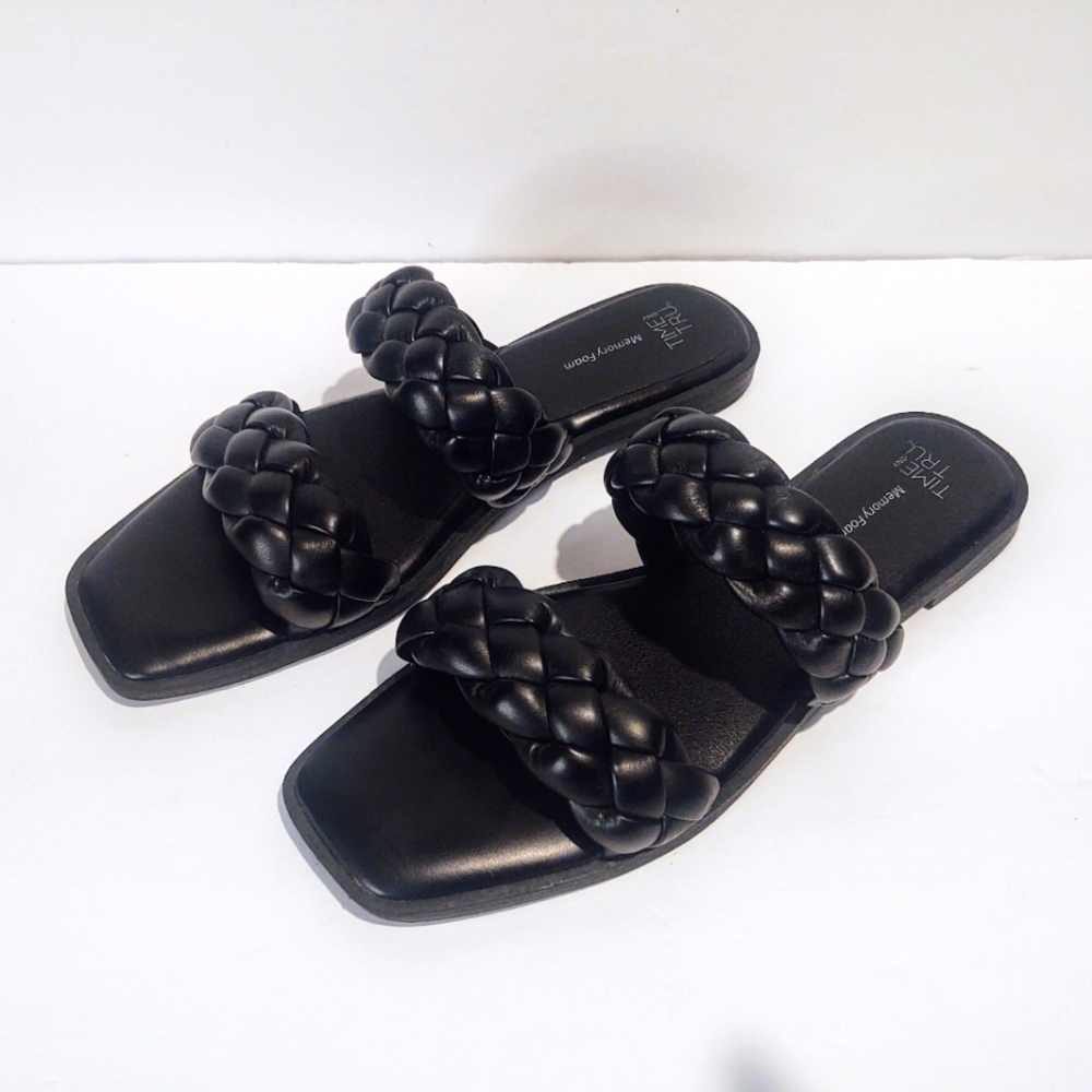 Time & Tru Braided Sandals Sz 8 Black - Picture 2 of 7